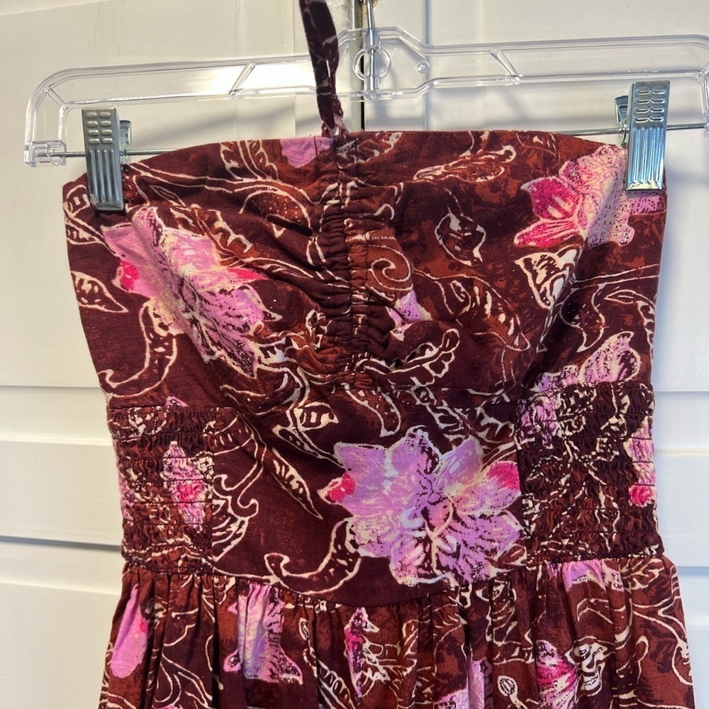 Free People Iris Halter Jumpsuit Size XS-S (NO SIZE TAG )Color Brown And Pink - Picture 5 of 14